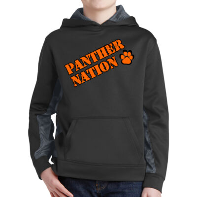 Panther Nation Printed - Youth Sport Wick ® CamoHex Fleece Colorblock Hooded Pullover Thumbnail