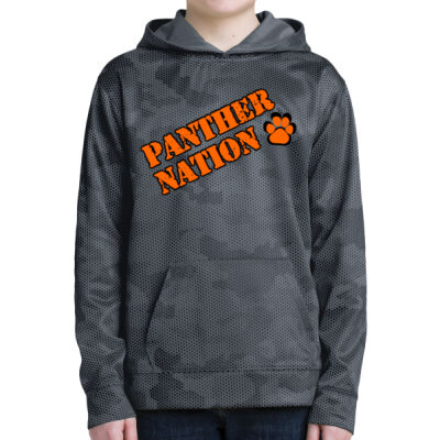 Panther Nation Printed - Youth Sport Wick ® CamoHex Fleece Hooded Pullover Thumbnail