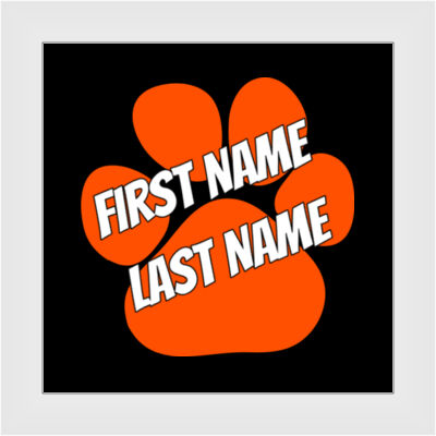 Paw Custom Name  - 2 inch Square Full Color Sticker Decal Label (10-Pack) Thumbnail