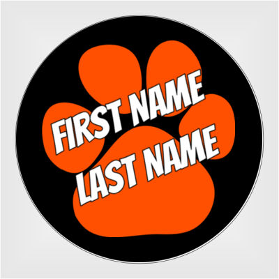 Paw Custom Name  - 3 inch Circle Full Color Sticker Decal Label (7-Pack) Thumbnail