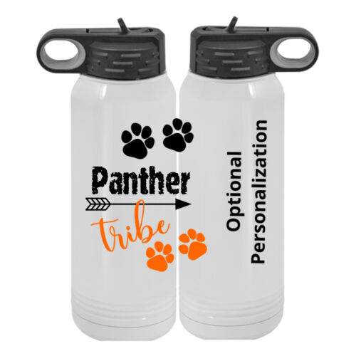 Panther Tribe Printed  - Custom 30 oz. White Stainless Steel Vacuum Insulated Water Bottle Thumbnail