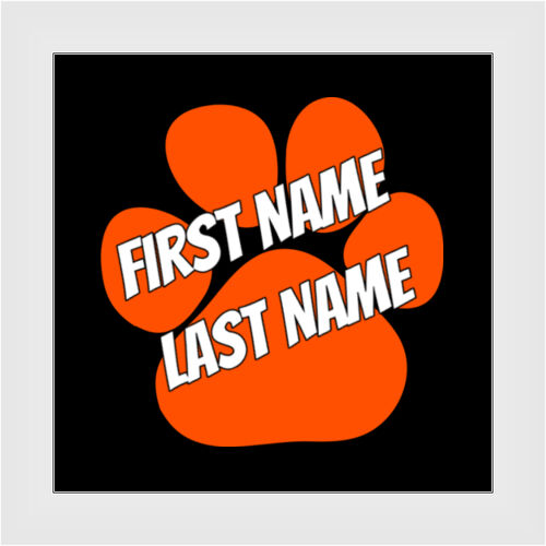 Paw Custom Name  - 4 inch Square Full Color Sticker Decal Label (5-Pack) Thumbnail