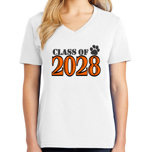 Class of Custom Year DTG Printed  - Ladies Core Cotton V Neck Tee Thumbnail